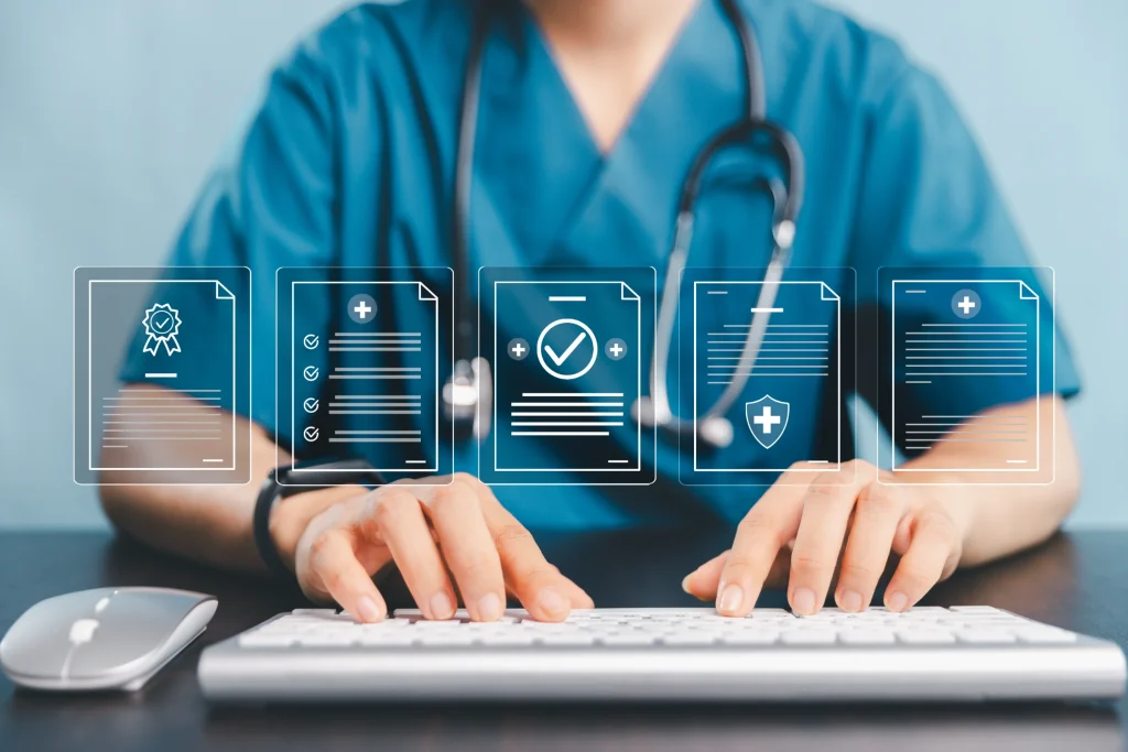 Doctor undertaking admin tasks